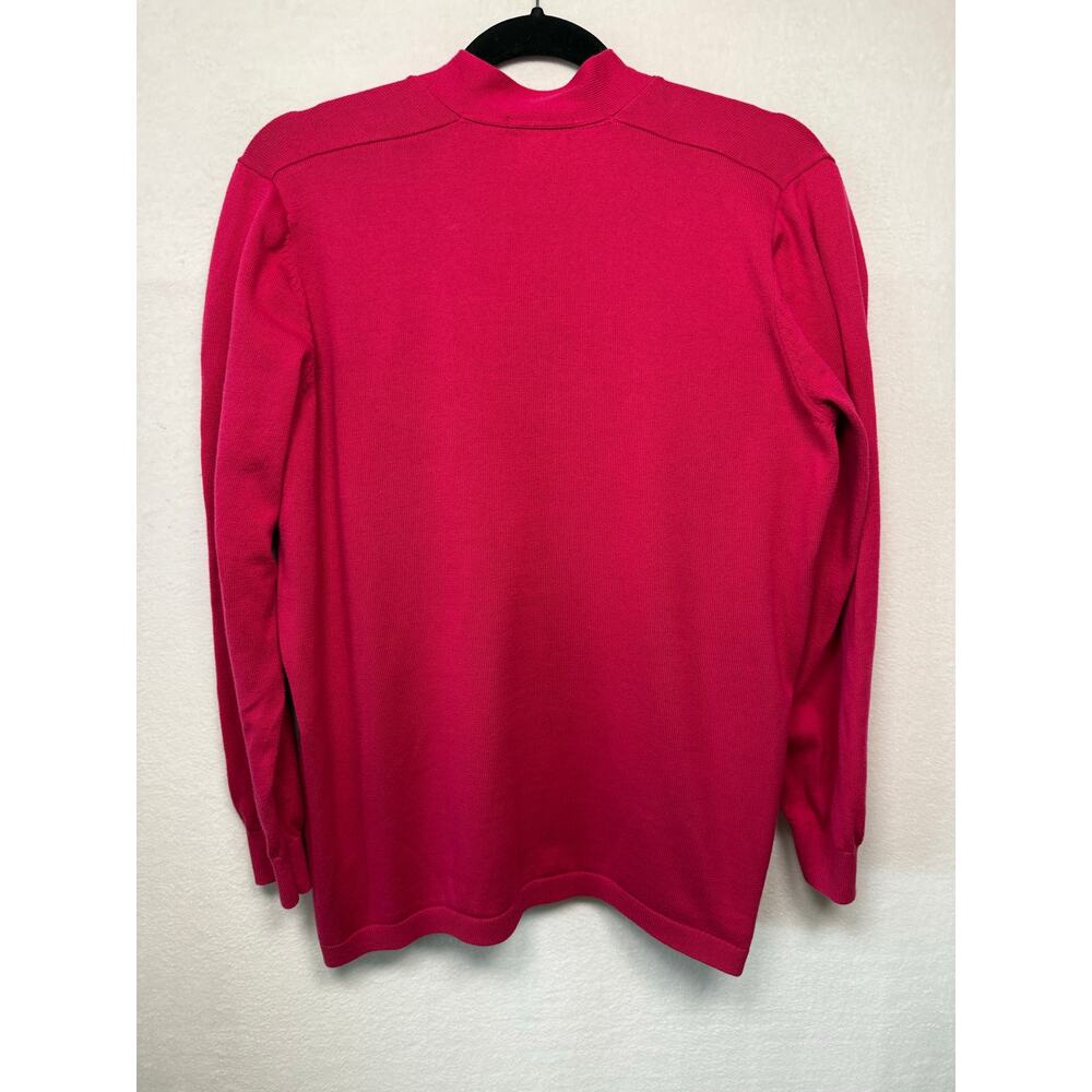 L.L. Bean Supima Cotton Cardigan Sweater, Hot Pink, XL - Picture 2 of 5